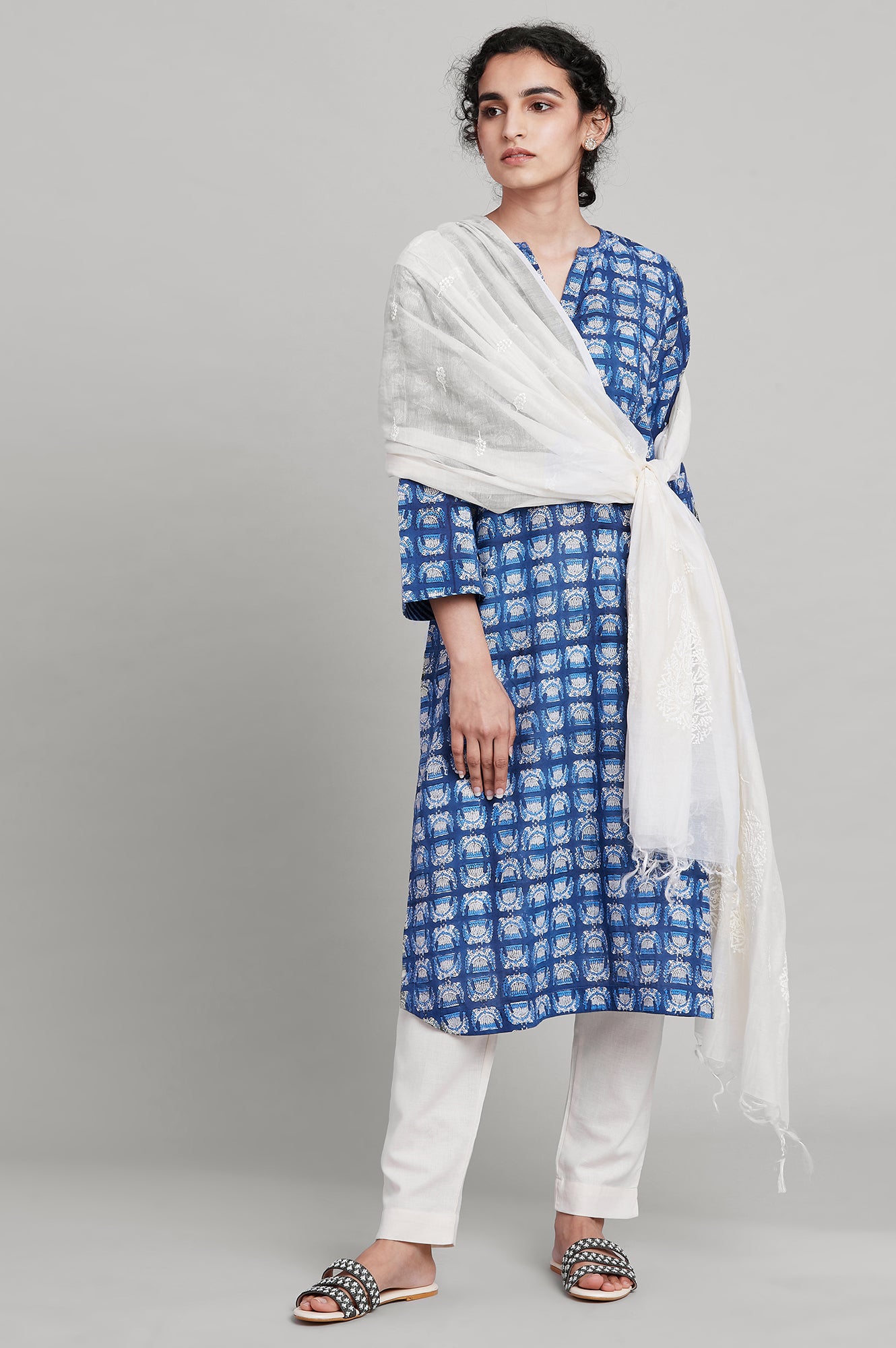 Indigo Hand Block Printed kurta