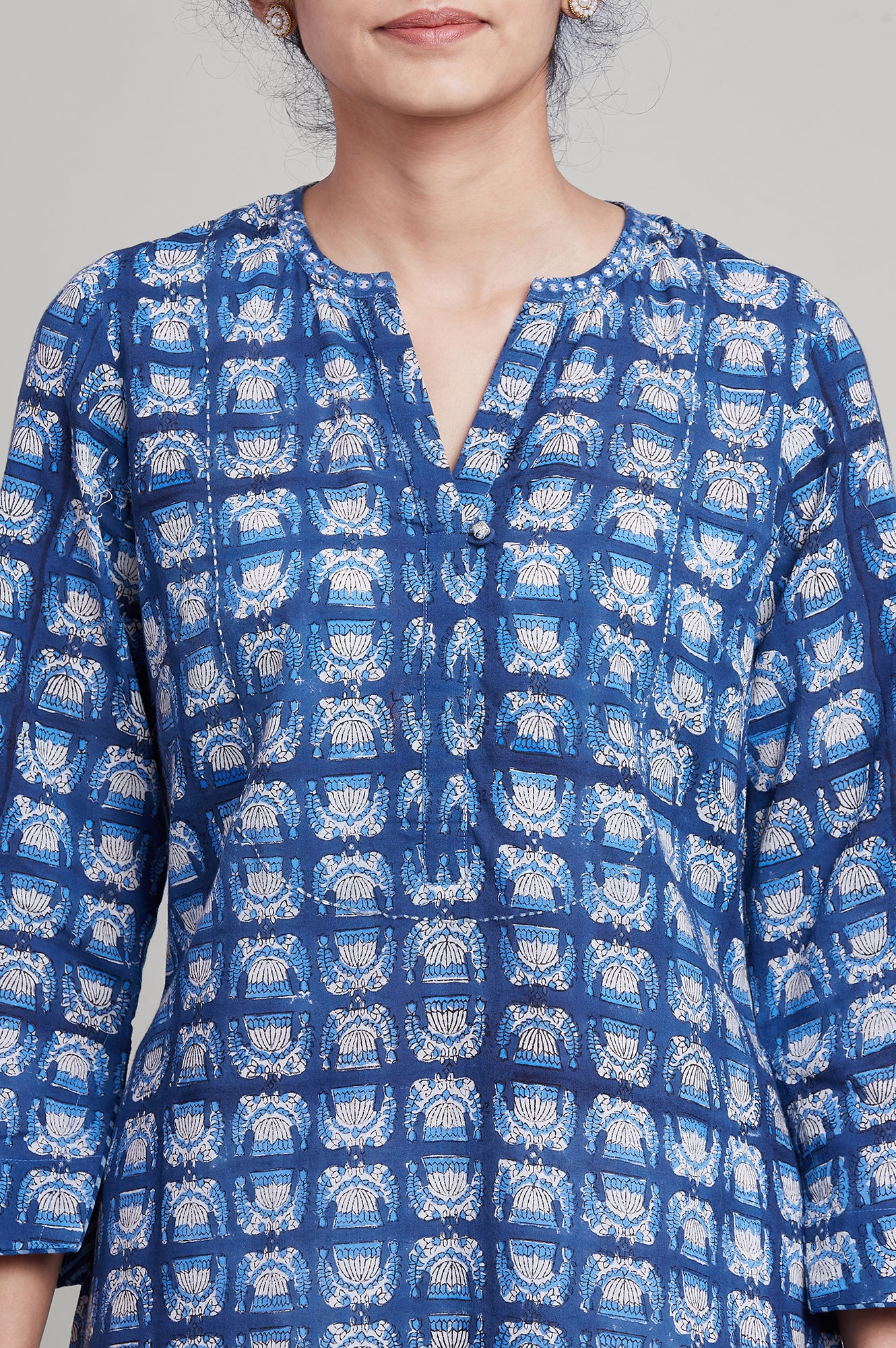 Indigo Hand Block Printed kurta