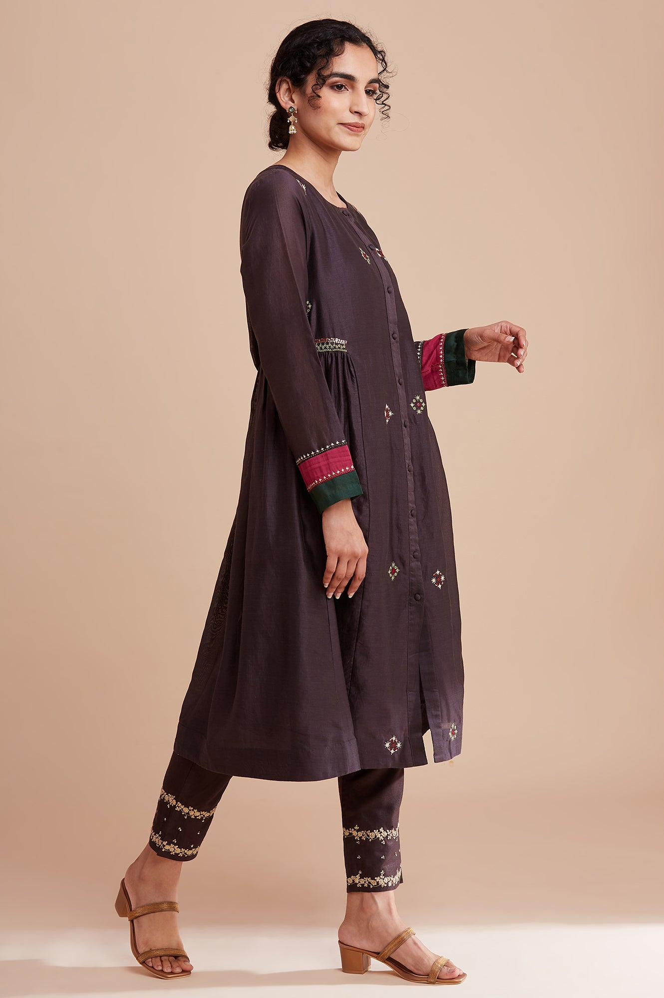 Dark Brown Silk Chanderi kurta