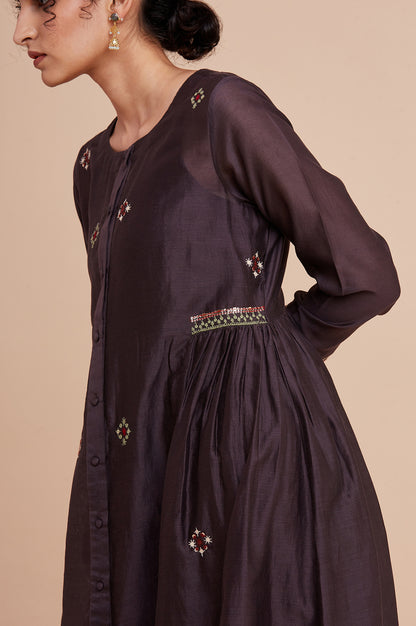 Dark Brown Silk Chanderi kurta