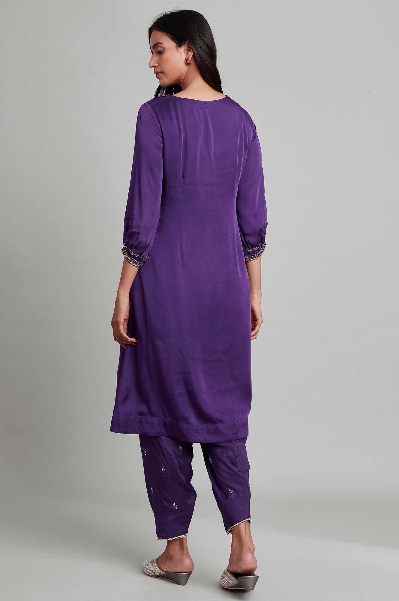 Purple A-line Solid kurta