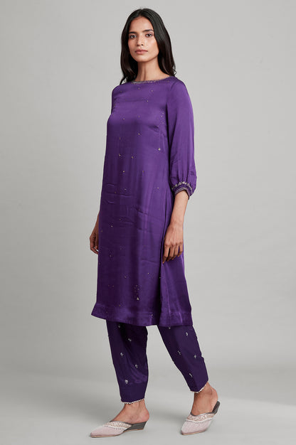 Purple A-line Solid kurta