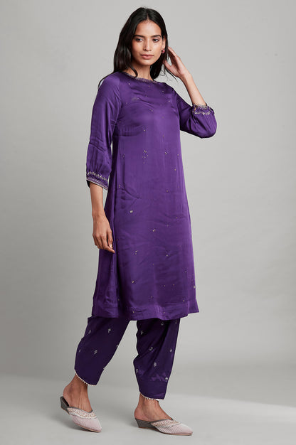 Purple A-line Solid kurta