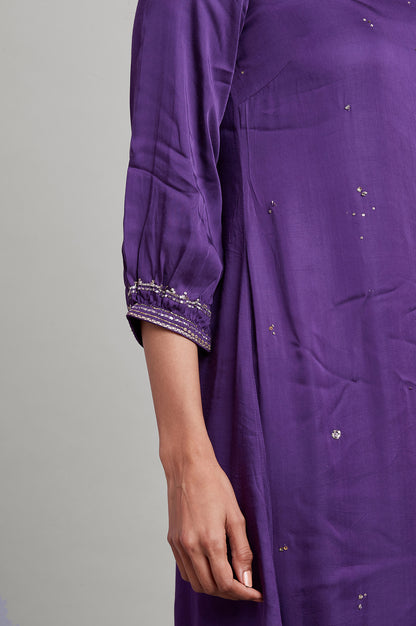 Purple A-line Solid kurta