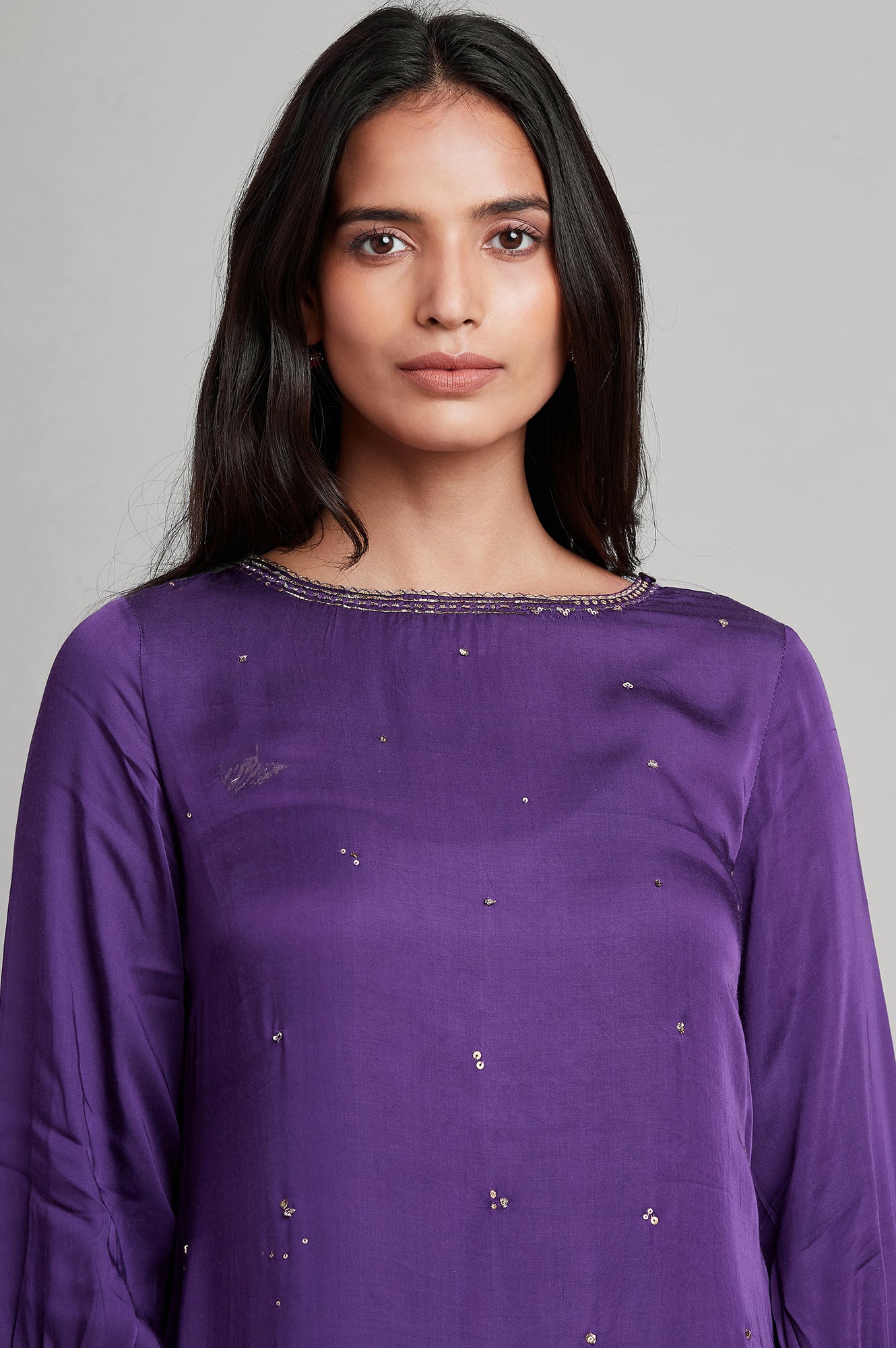 Purple A-line Solid kurta