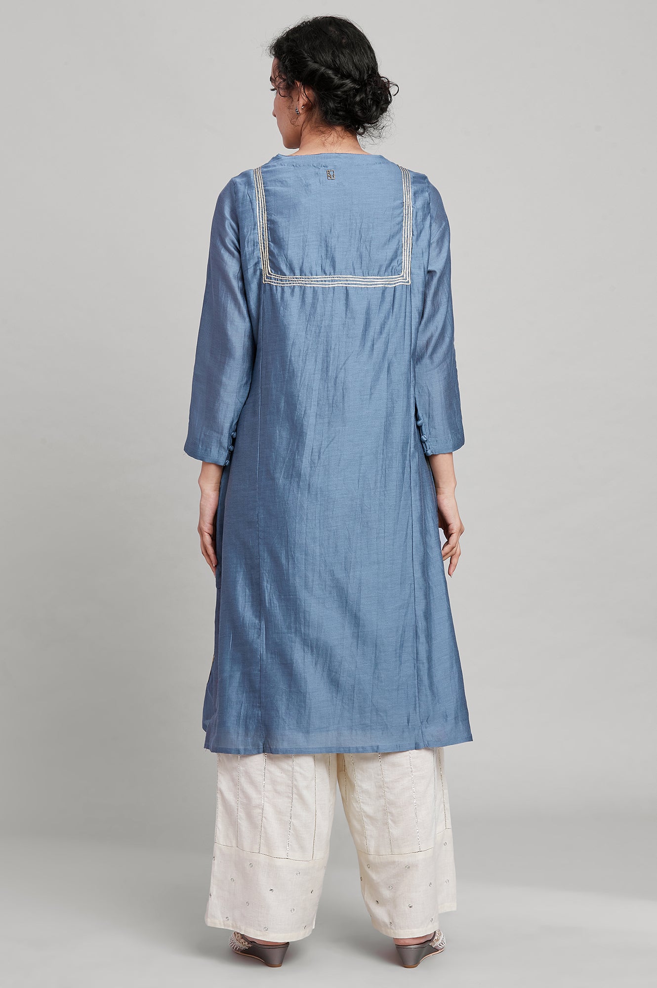 Blue Silk Chanderi kurta