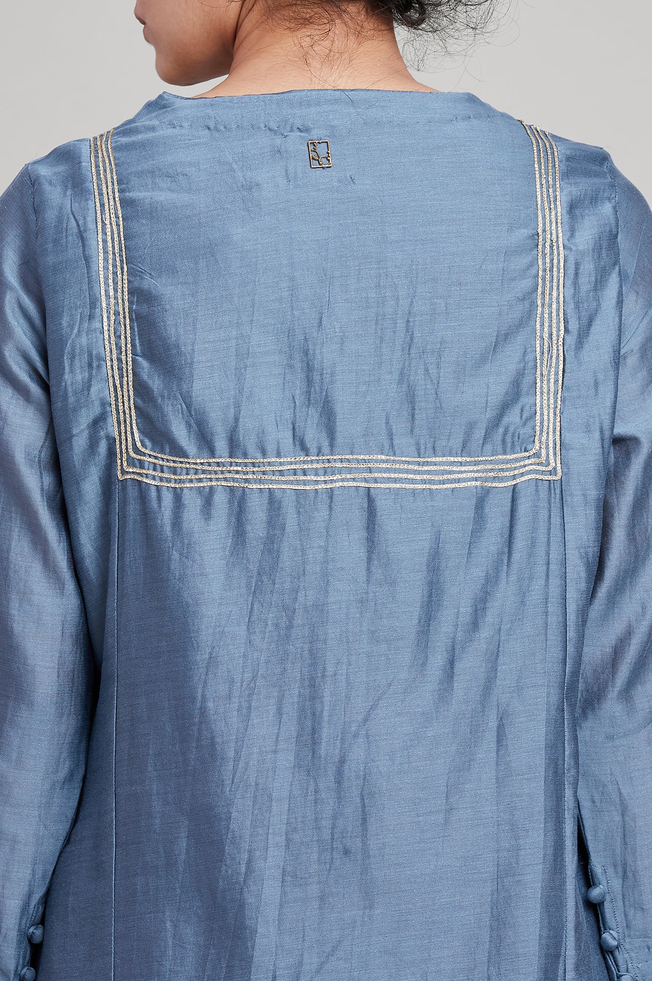 Blue Silk Chanderi kurta