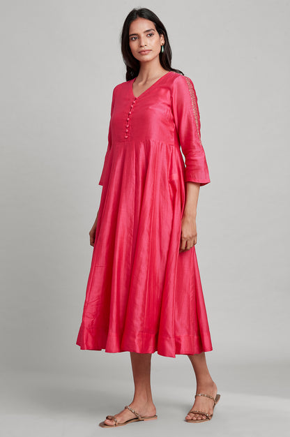 Pink Anarkali V-Neck kurta