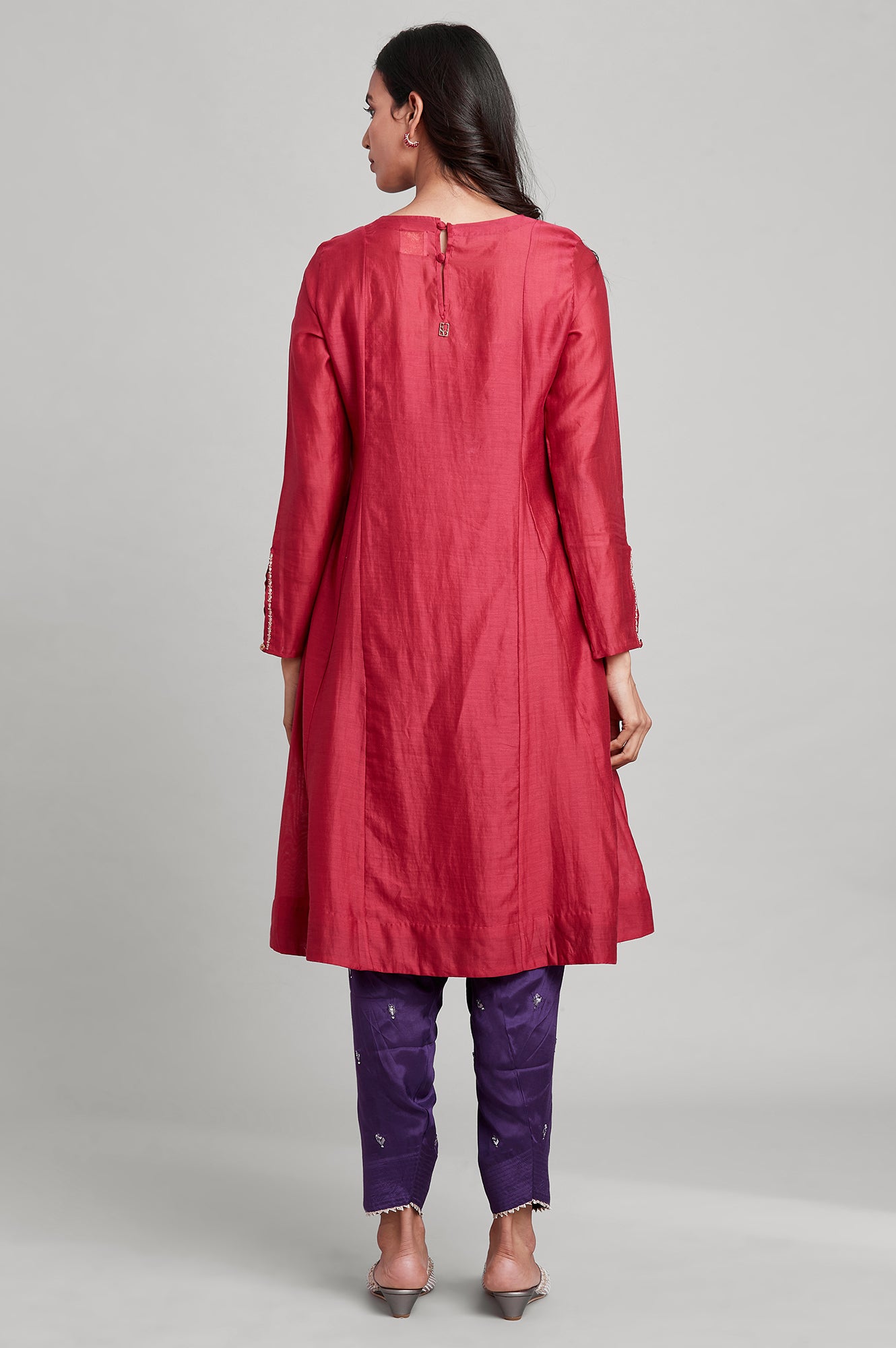 Dark Pink Silk Chanderi kurta