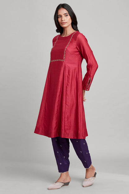 Dark Pink Silk Chanderi kurta