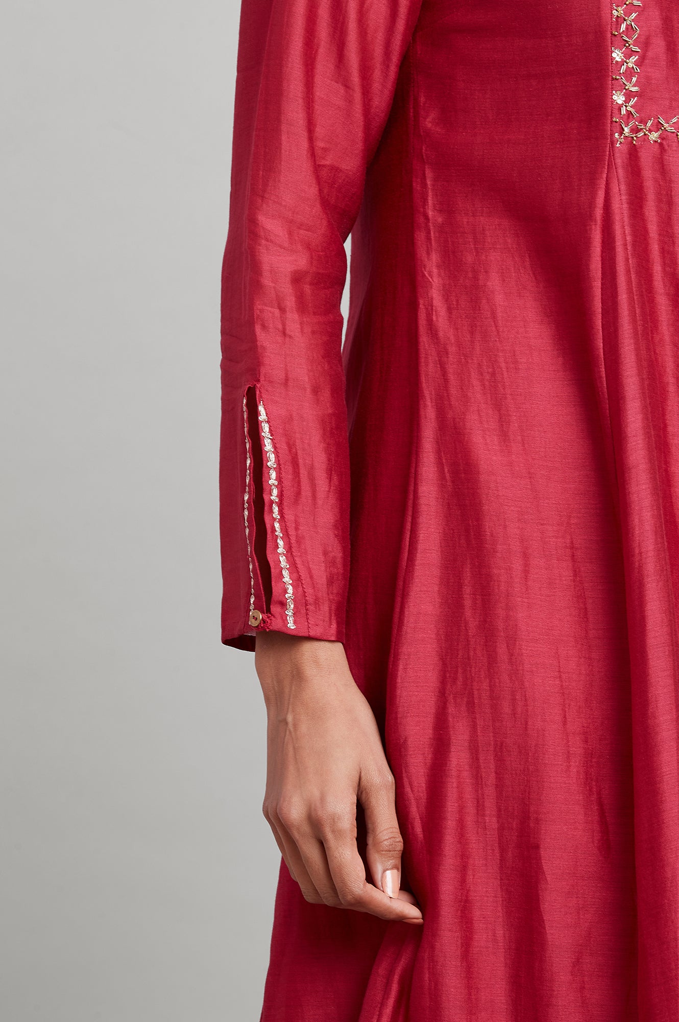 Dark Pink Silk Chanderi kurta