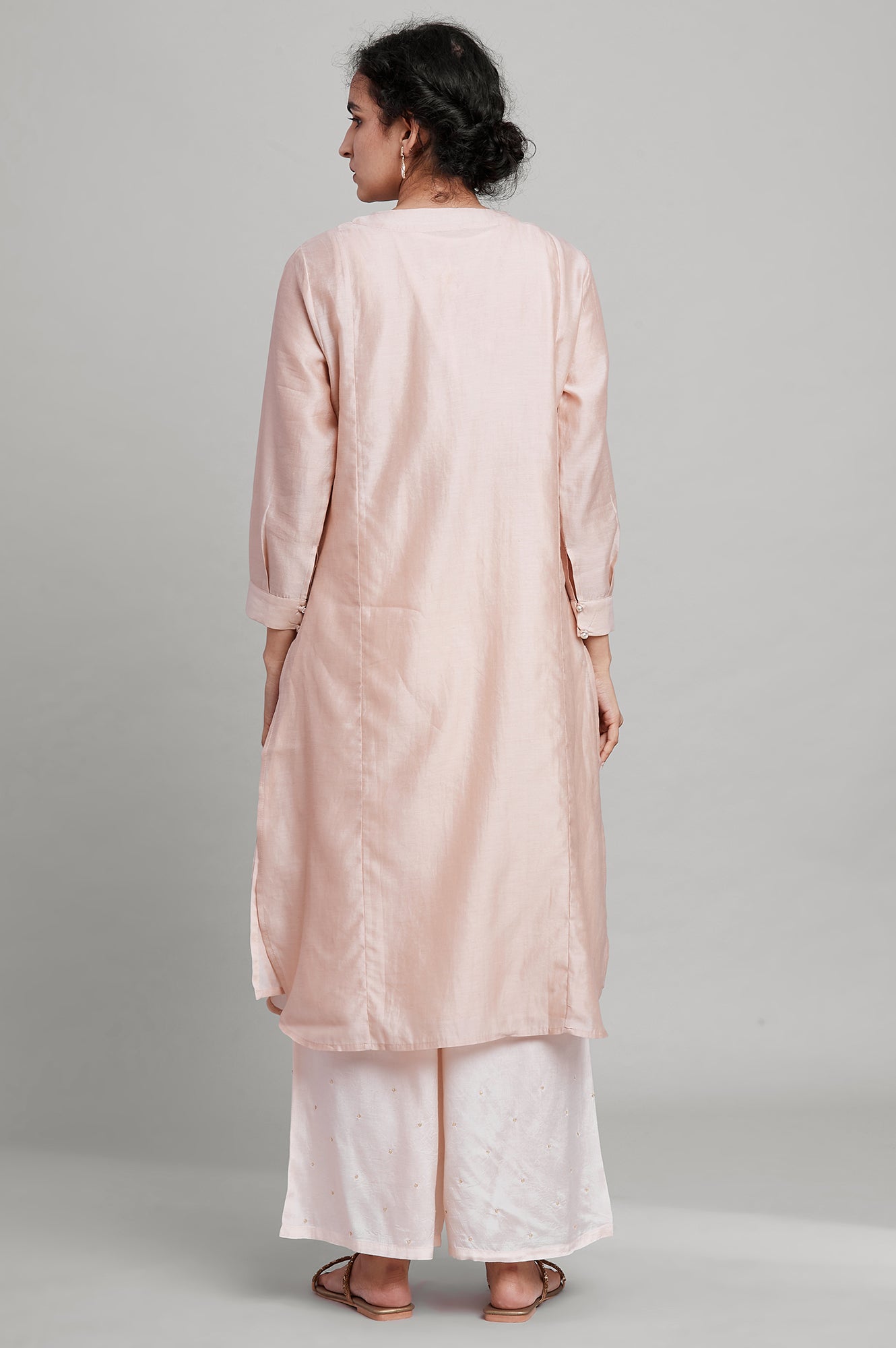 Light Pink Silk Chanderi kurta