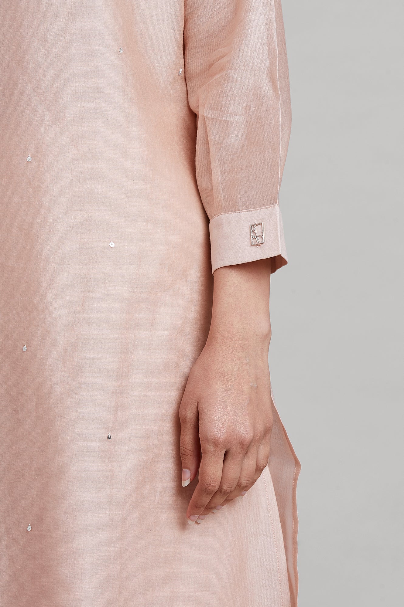 Light Pink Silk Chanderi kurta