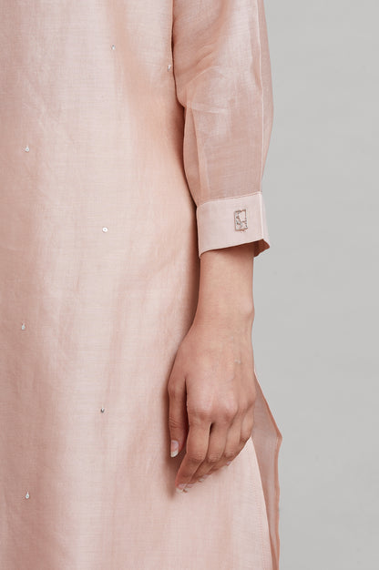 Light Pink Silk Chanderi kurta