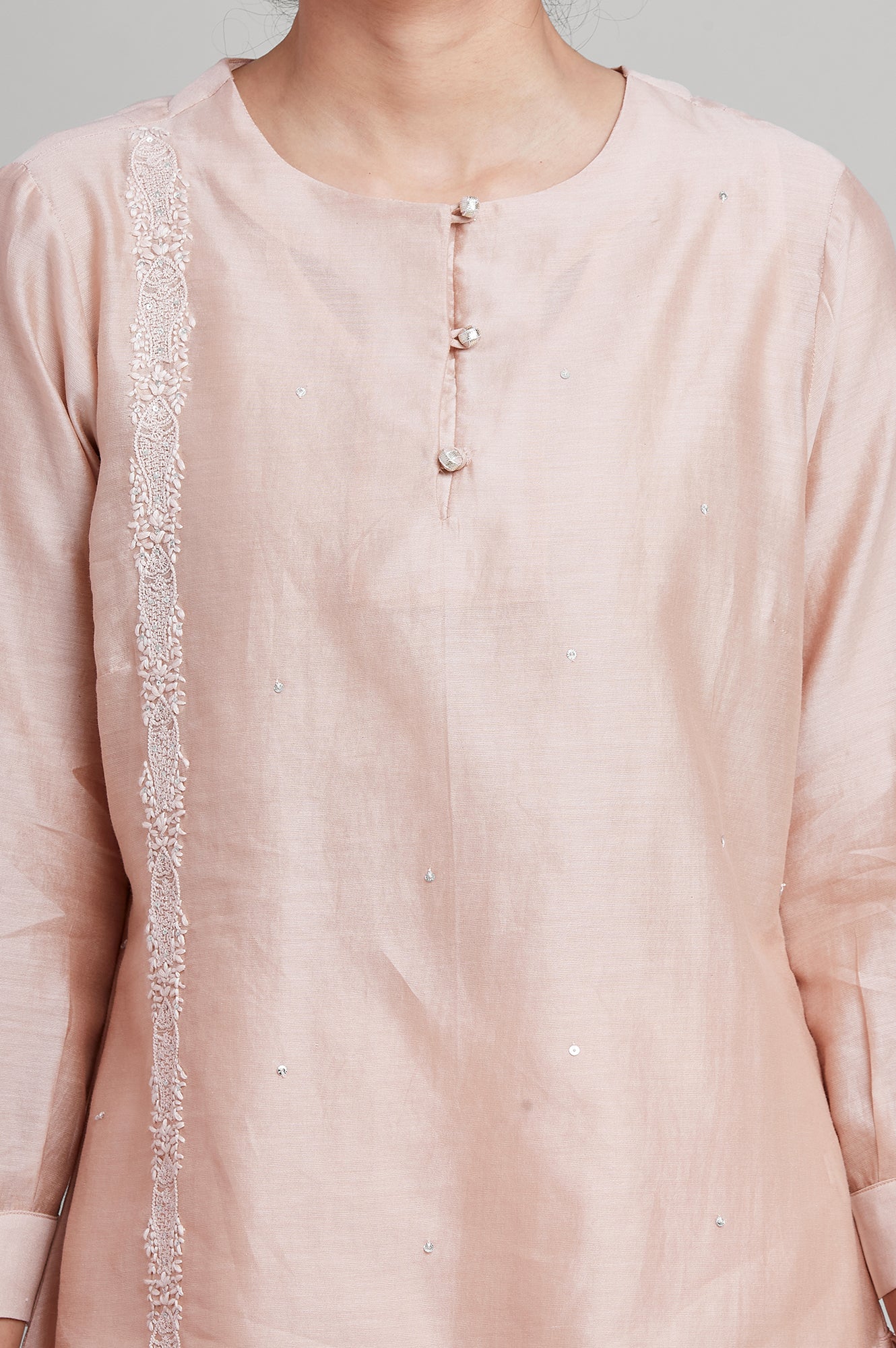 Light Pink Silk Chanderi kurta