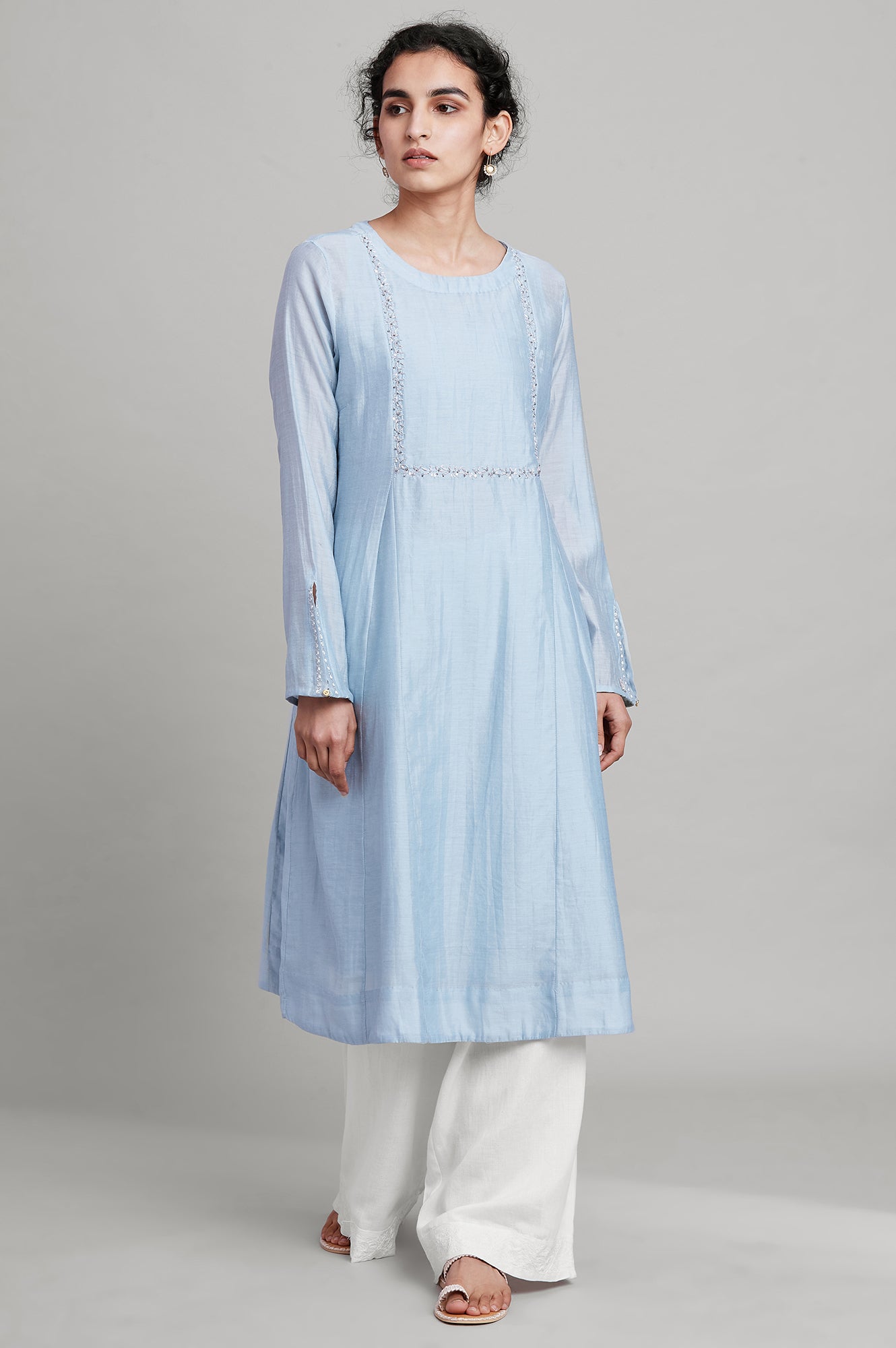 Light Blue Silk Chanderi kurta