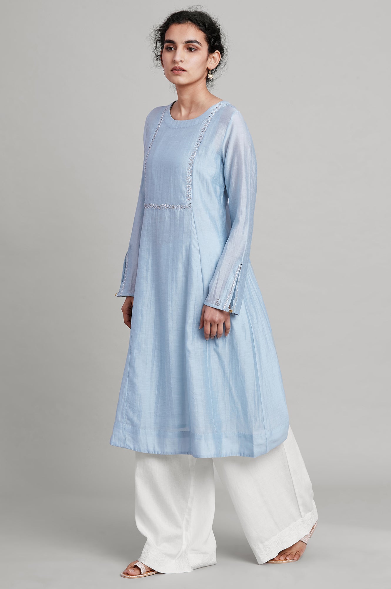 Light Blue Silk Chanderi kurta