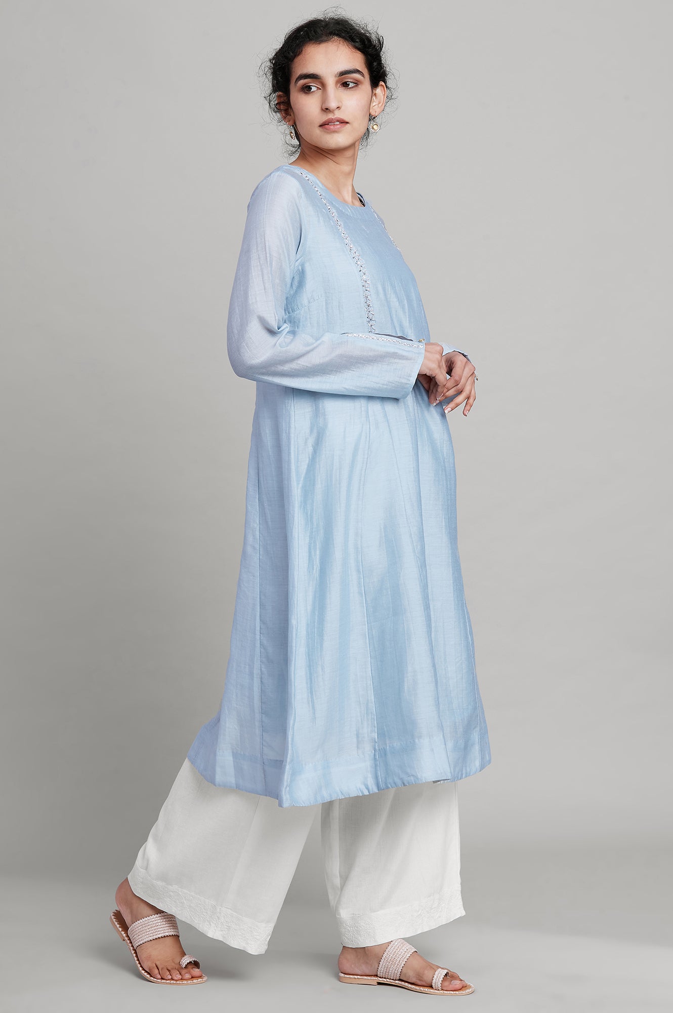 Light Blue Silk Chanderi kurta