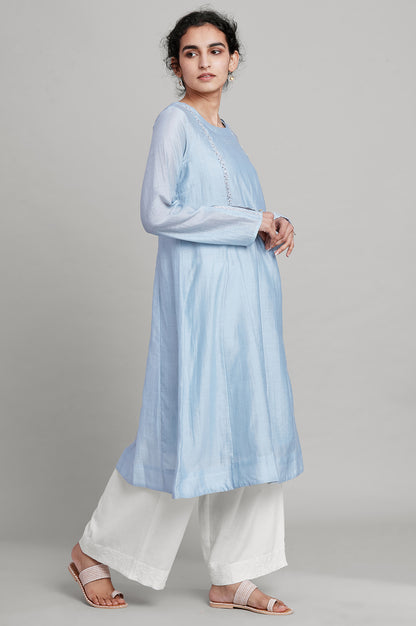 Light Blue Silk Chanderi kurta