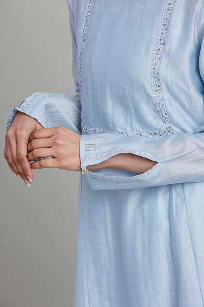 Light Blue Silk Chanderi kurta