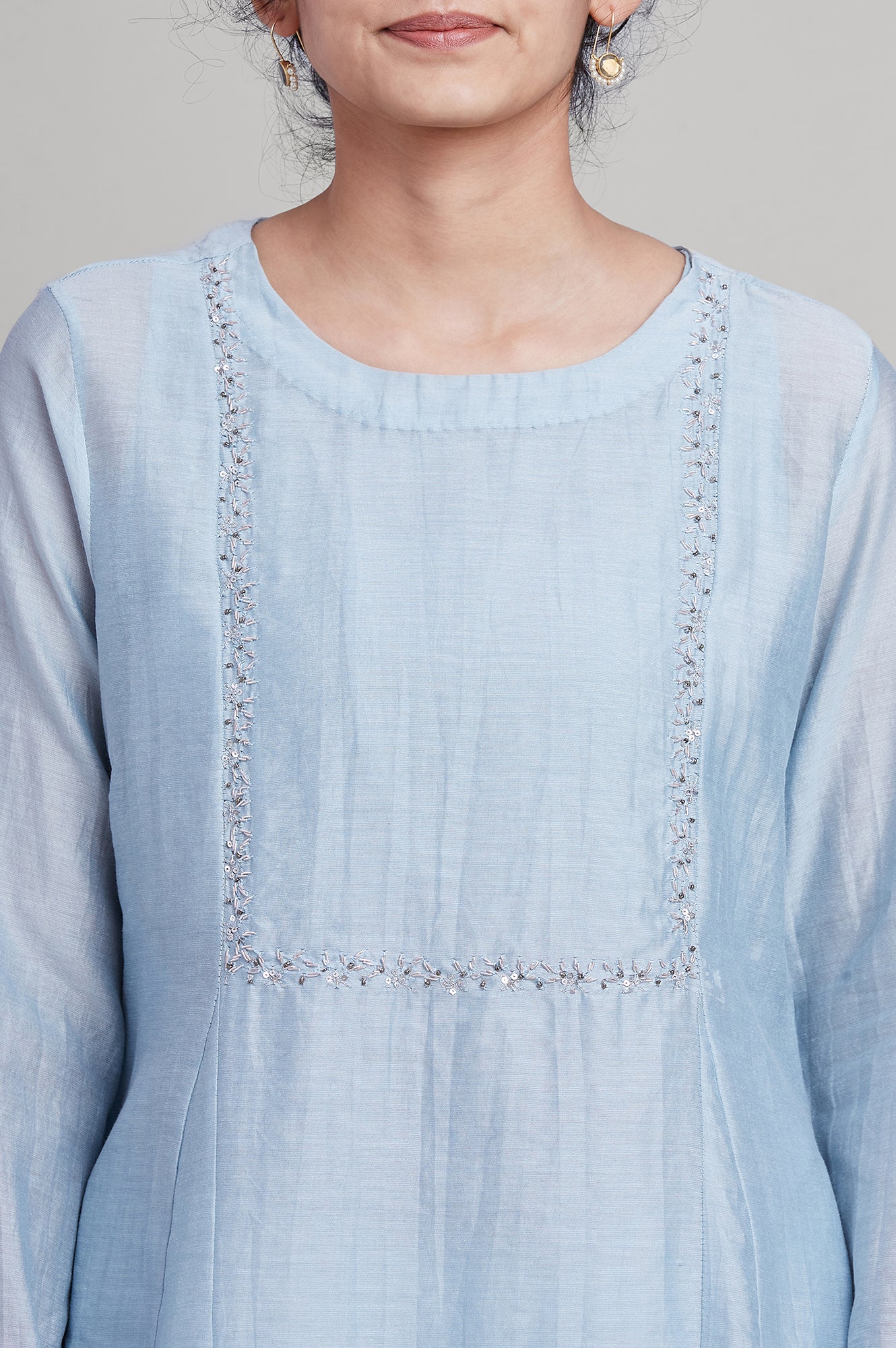 Light Blue Silk Chanderi kurta