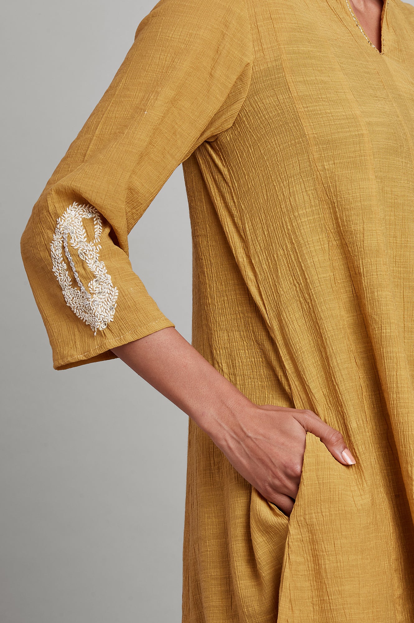 Yellow Flared Solid kurta