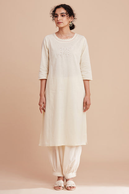 Ecru Harit Khadi Solid kurta