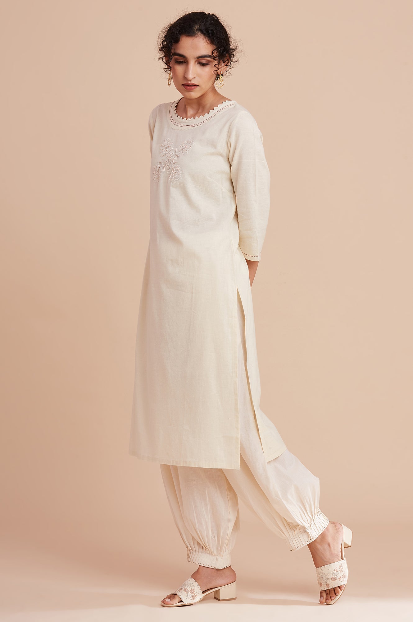 Ecru Harit Khadi Solid kurta