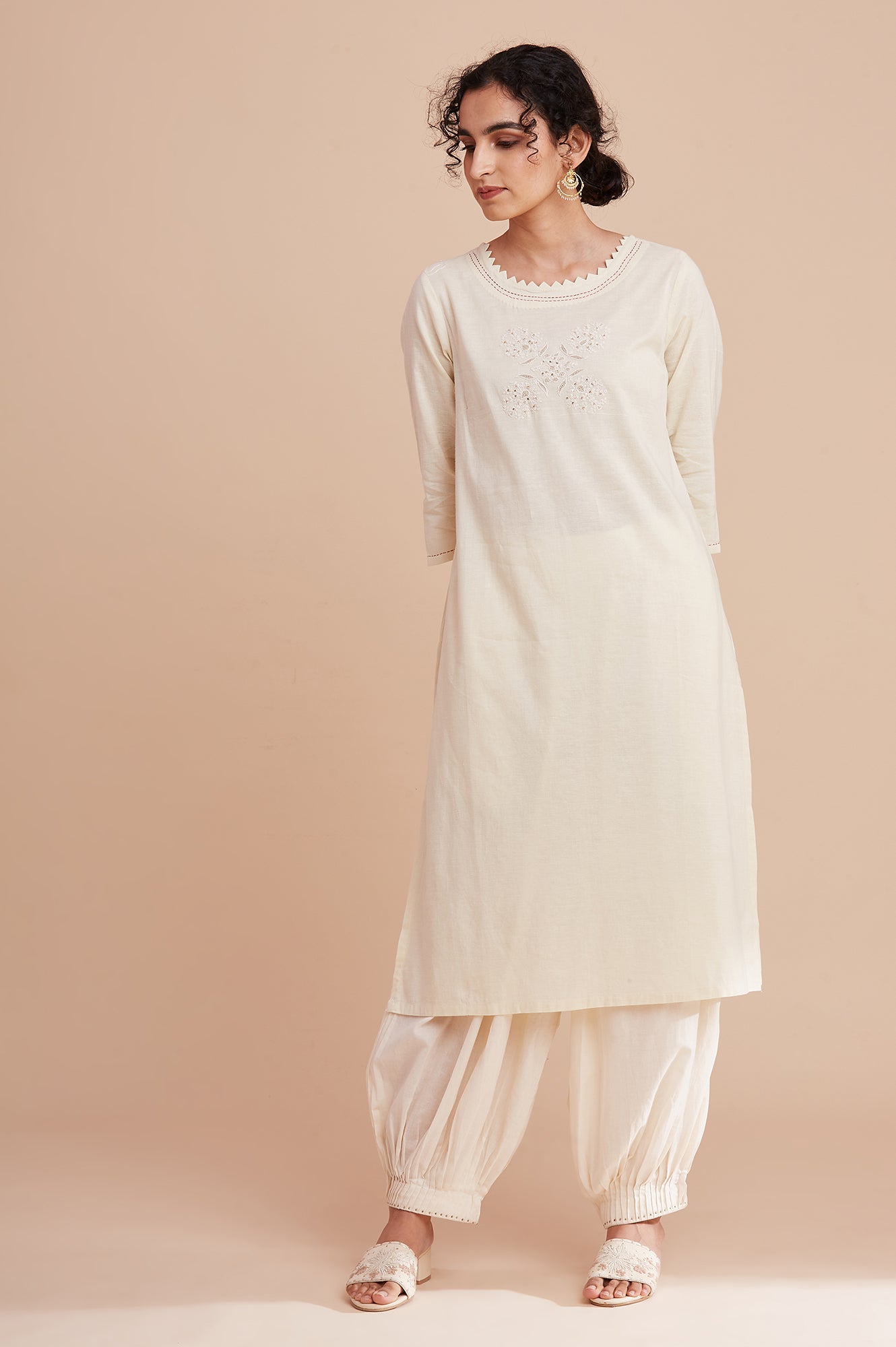 Ecru Harit Khadi Solid kurta