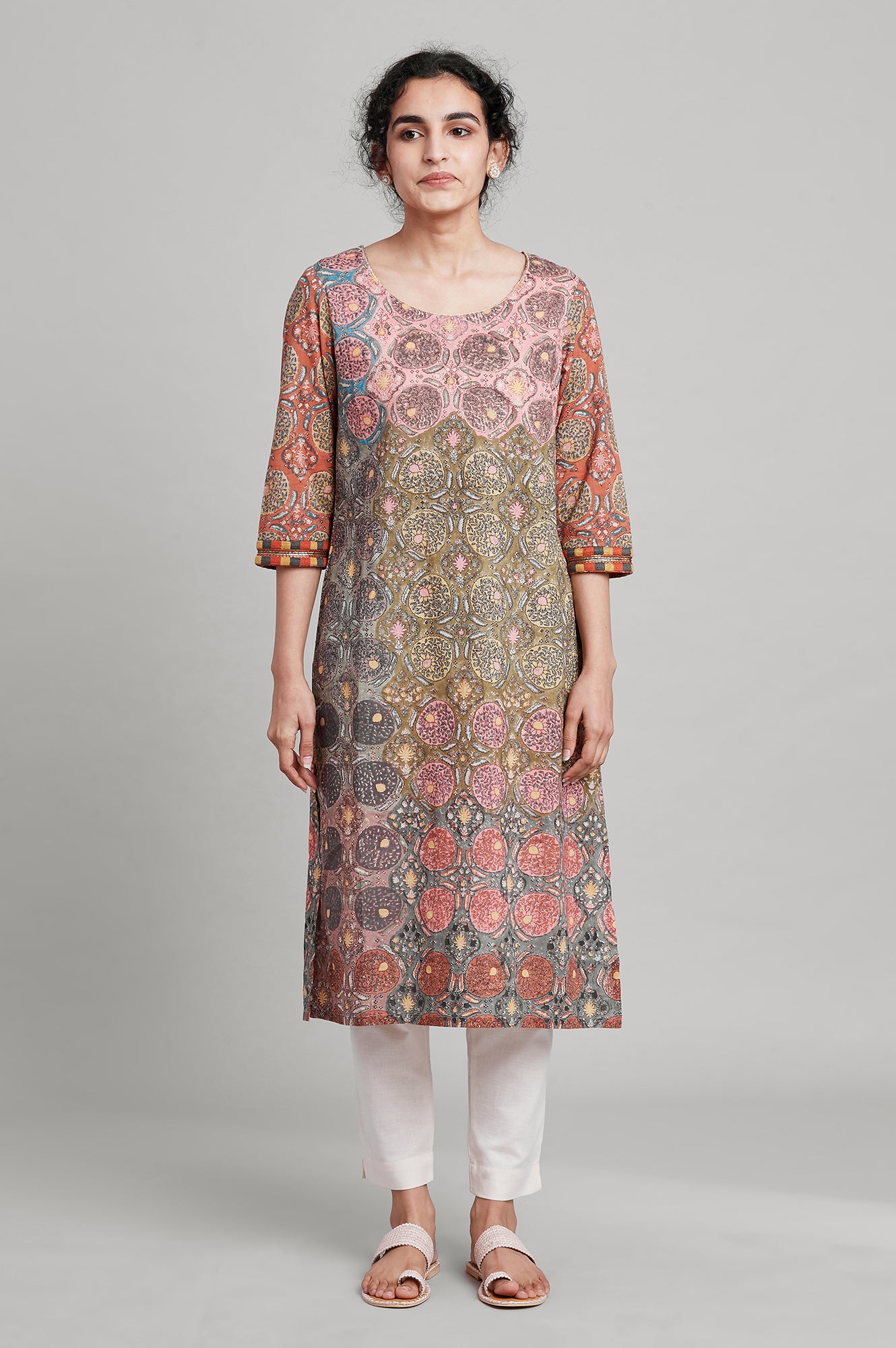 Earthy Multicoloured Jaal Print kurta