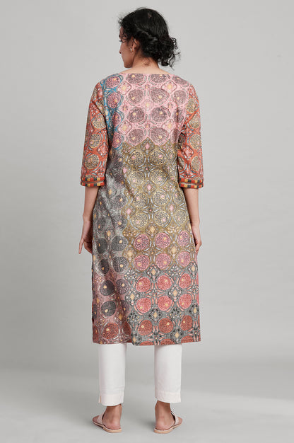 Earthy Multicoloured Jaal Print kurta