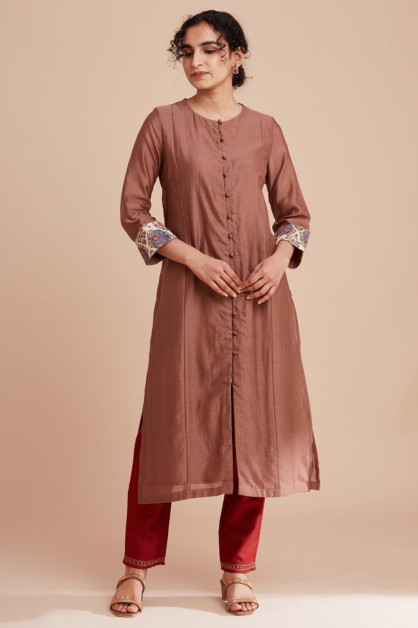 Beige Silk Chanderi kurta