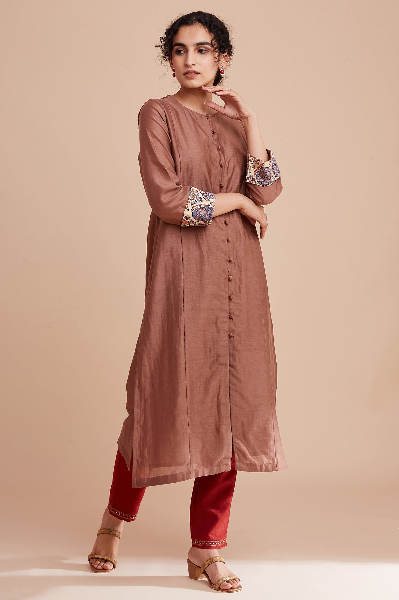 Beige Silk Chanderi kurta