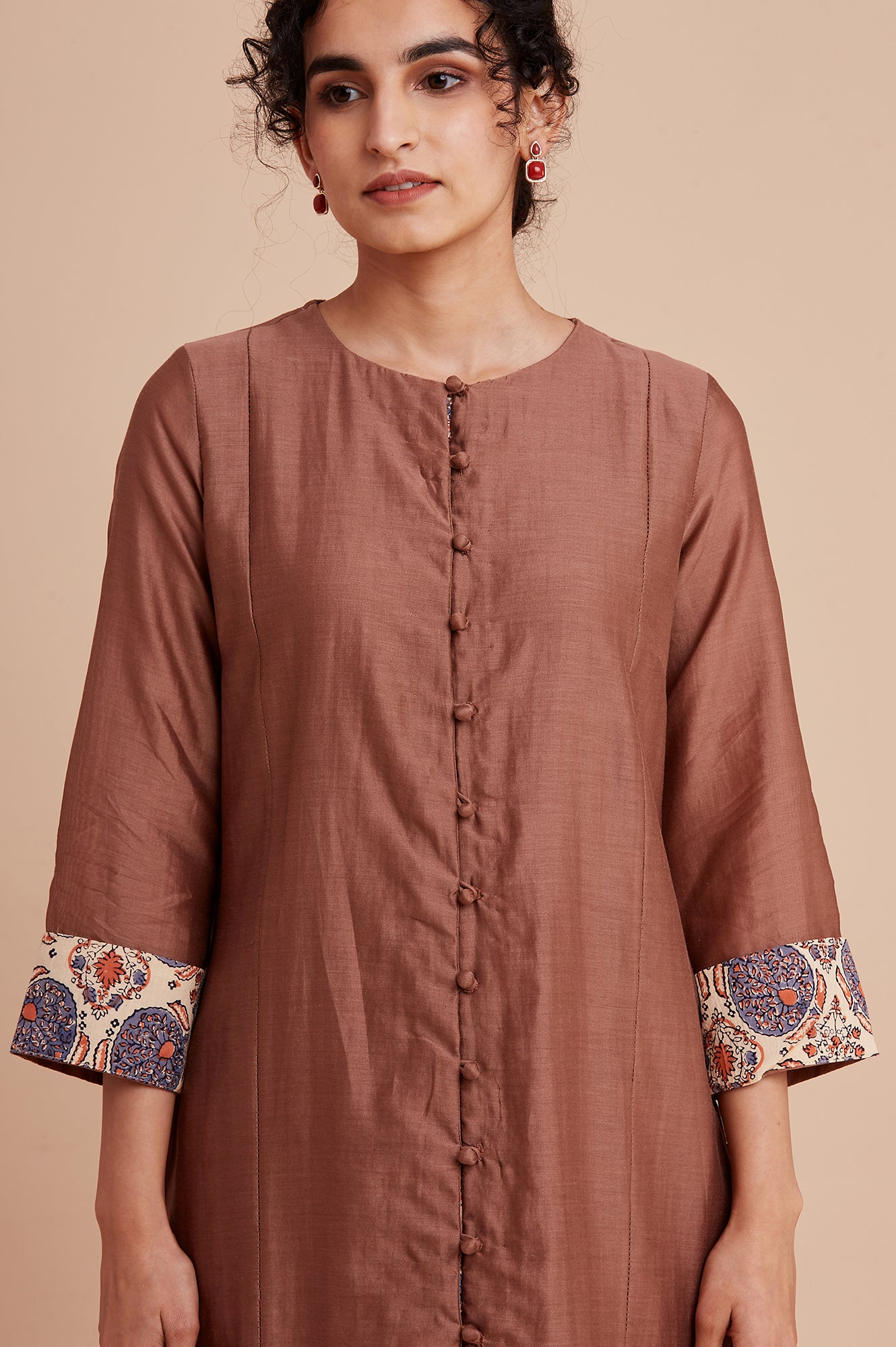 Beige Silk Chanderi kurta