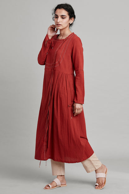 Red kurta With Kantha Detail