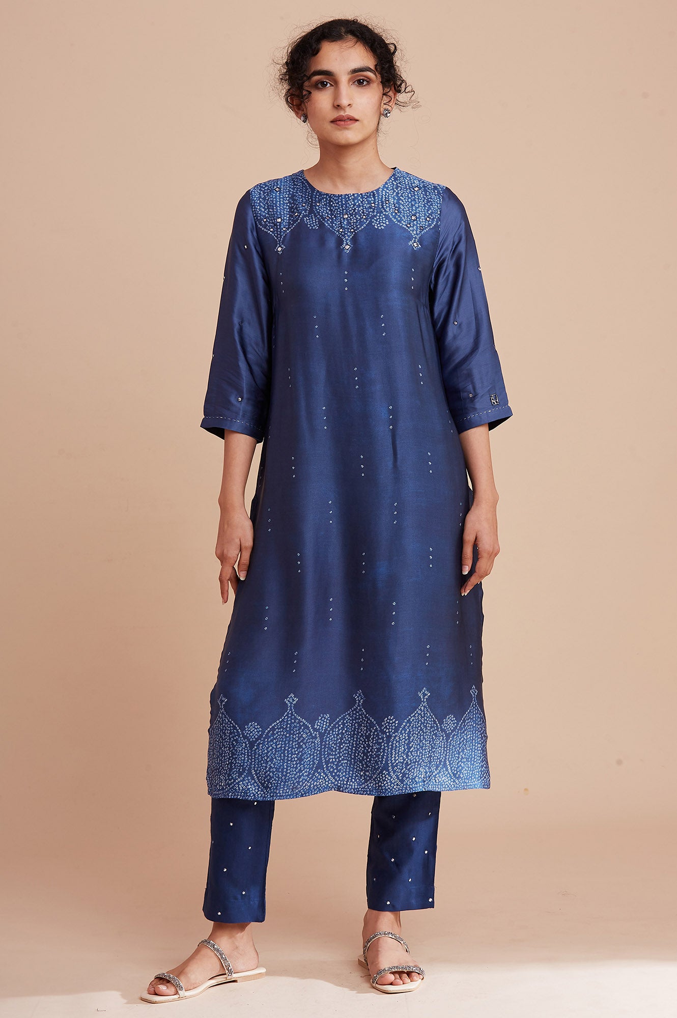 Blue Modal Satin kurta