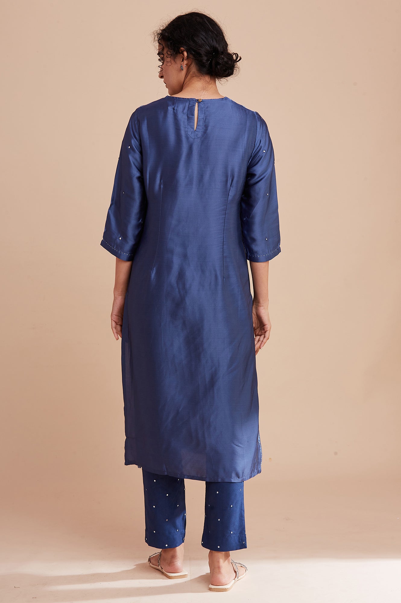 Blue Modal Satin kurta