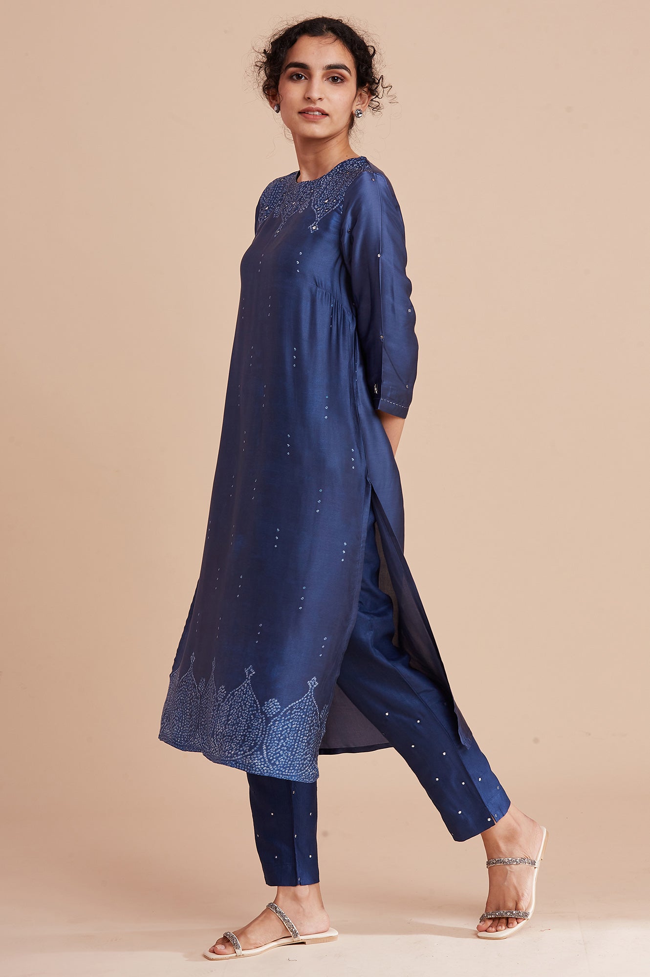 Blue Modal Satin kurta