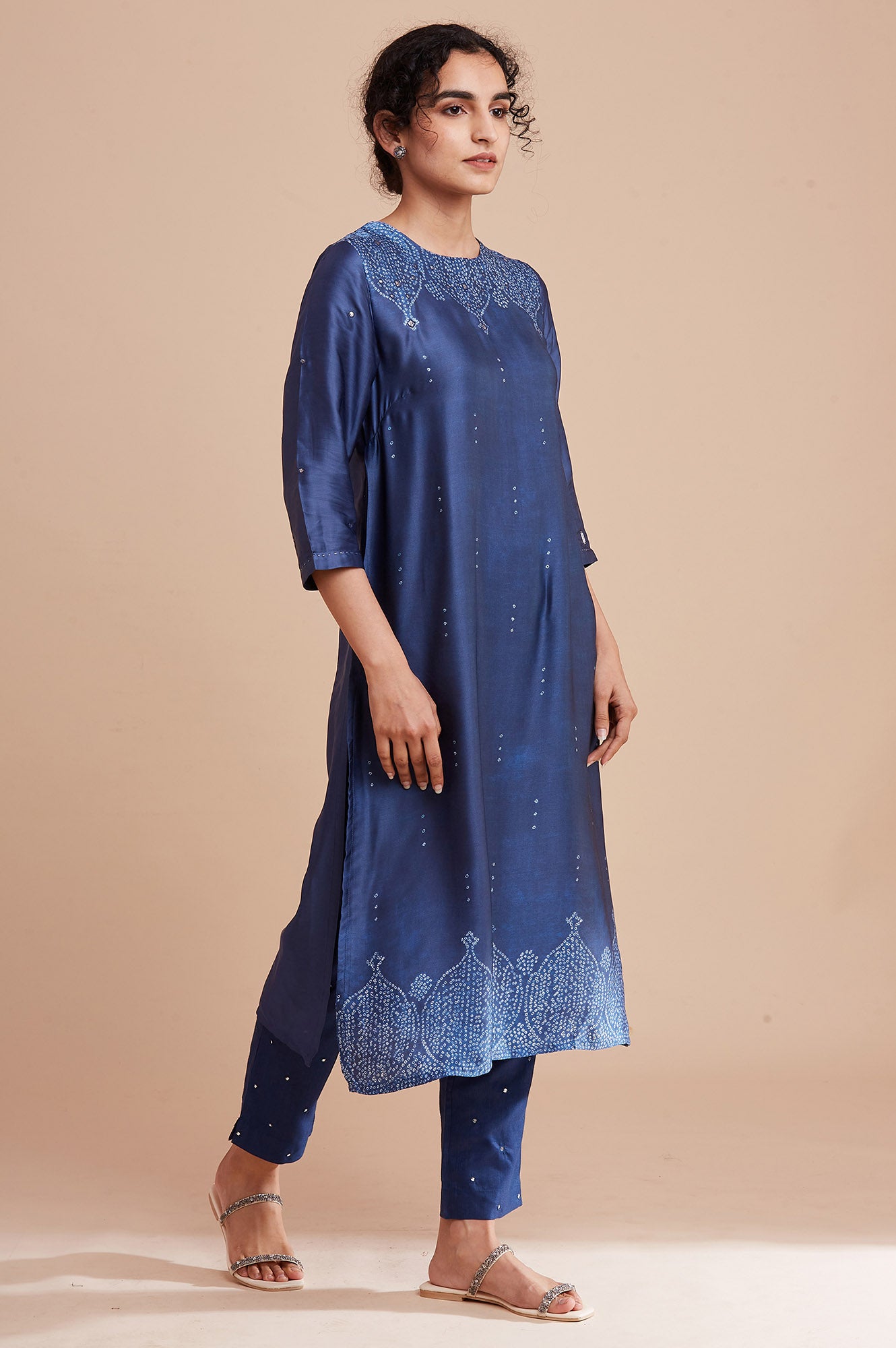 Blue Modal Satin kurta