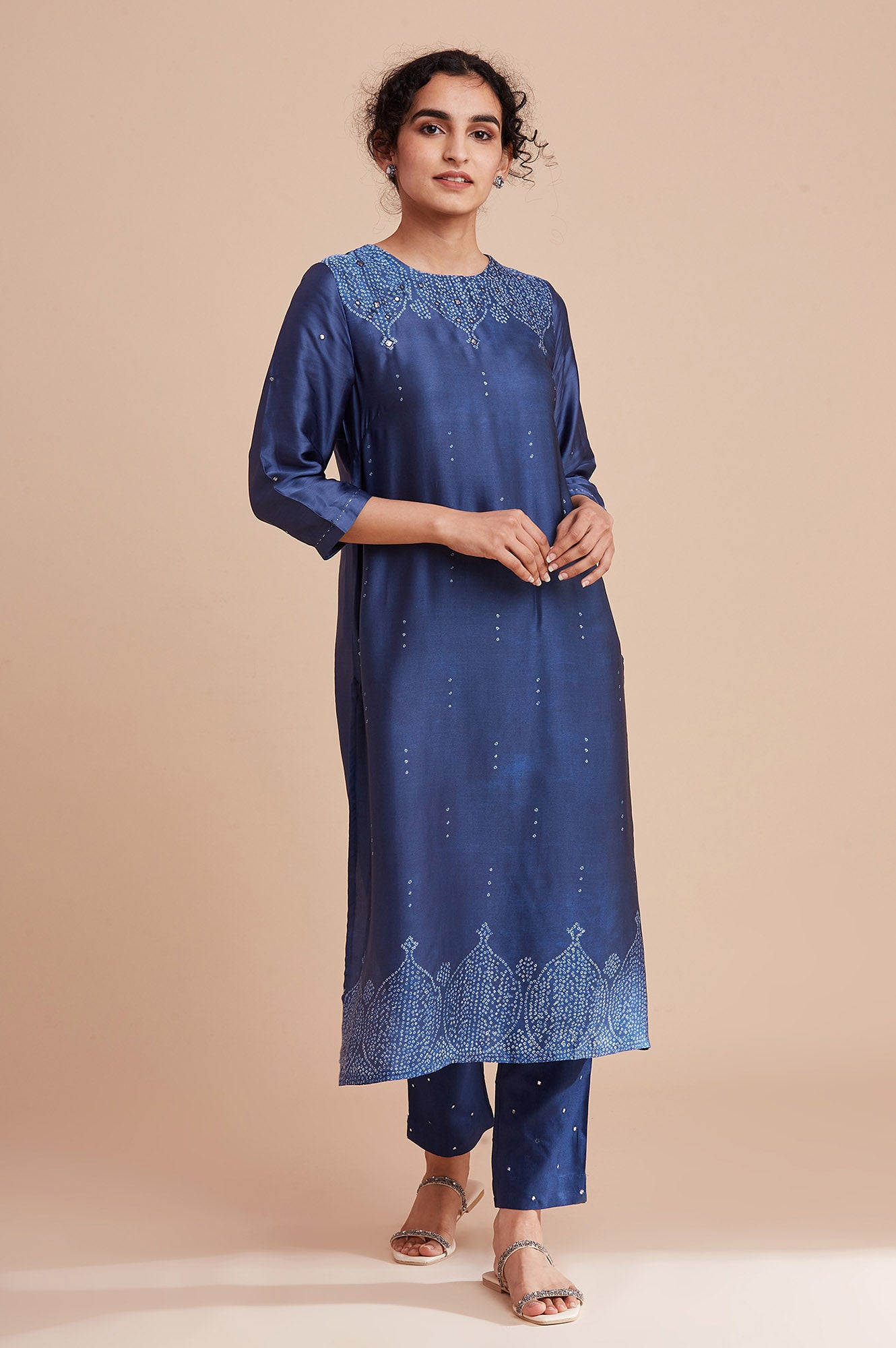 Blue Modal Satin kurta