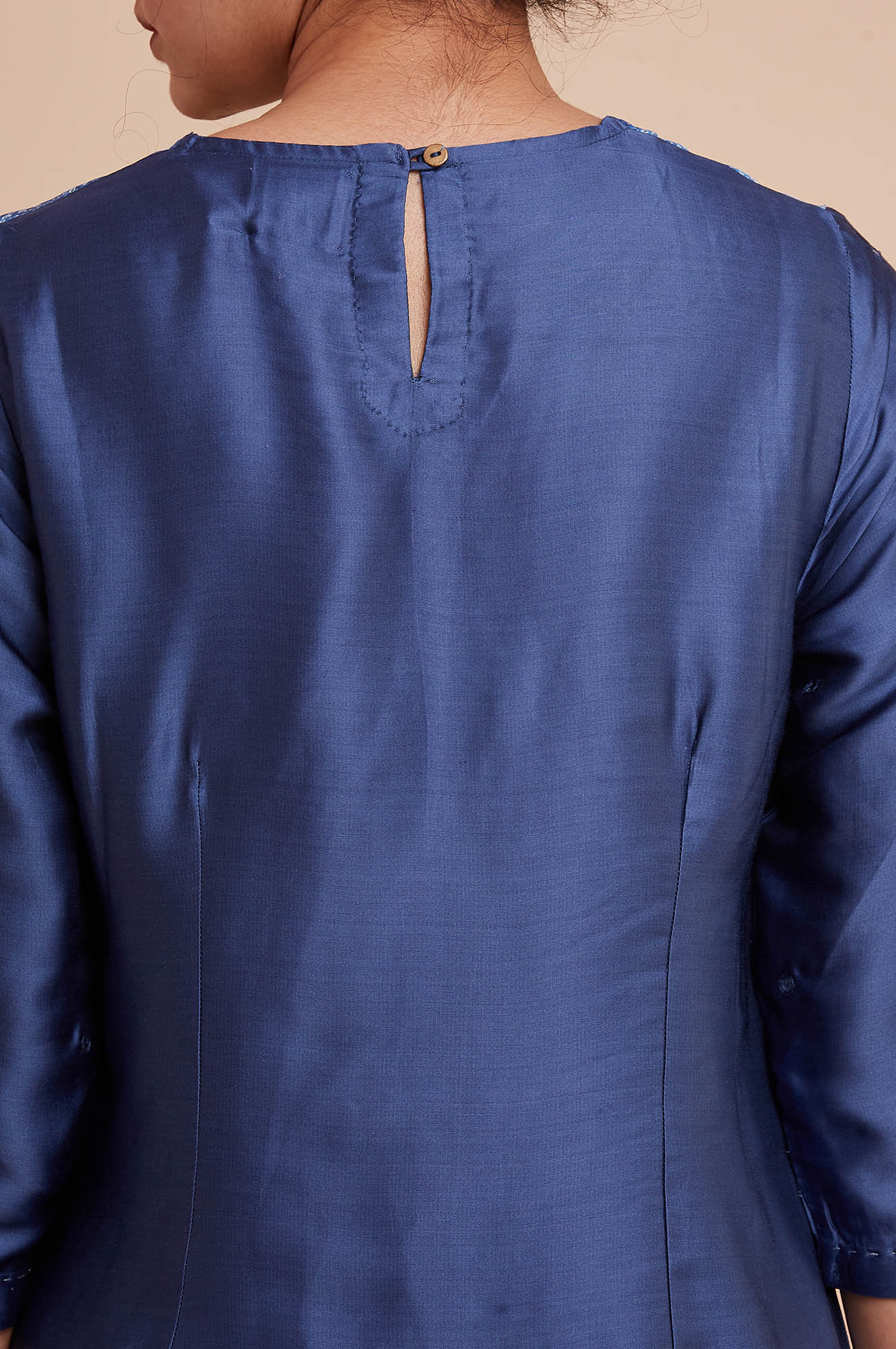 Blue Modal Satin kurta