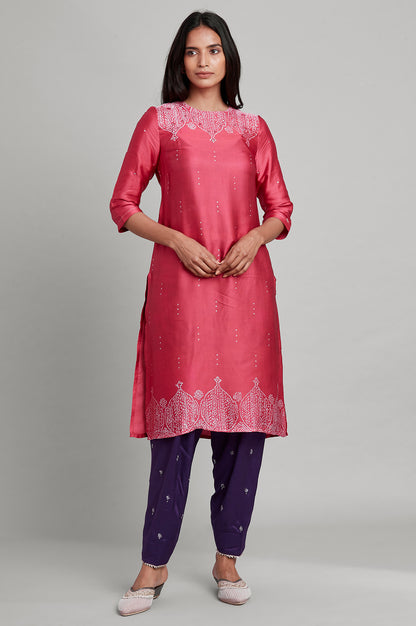 Pink Modal Satin kurta