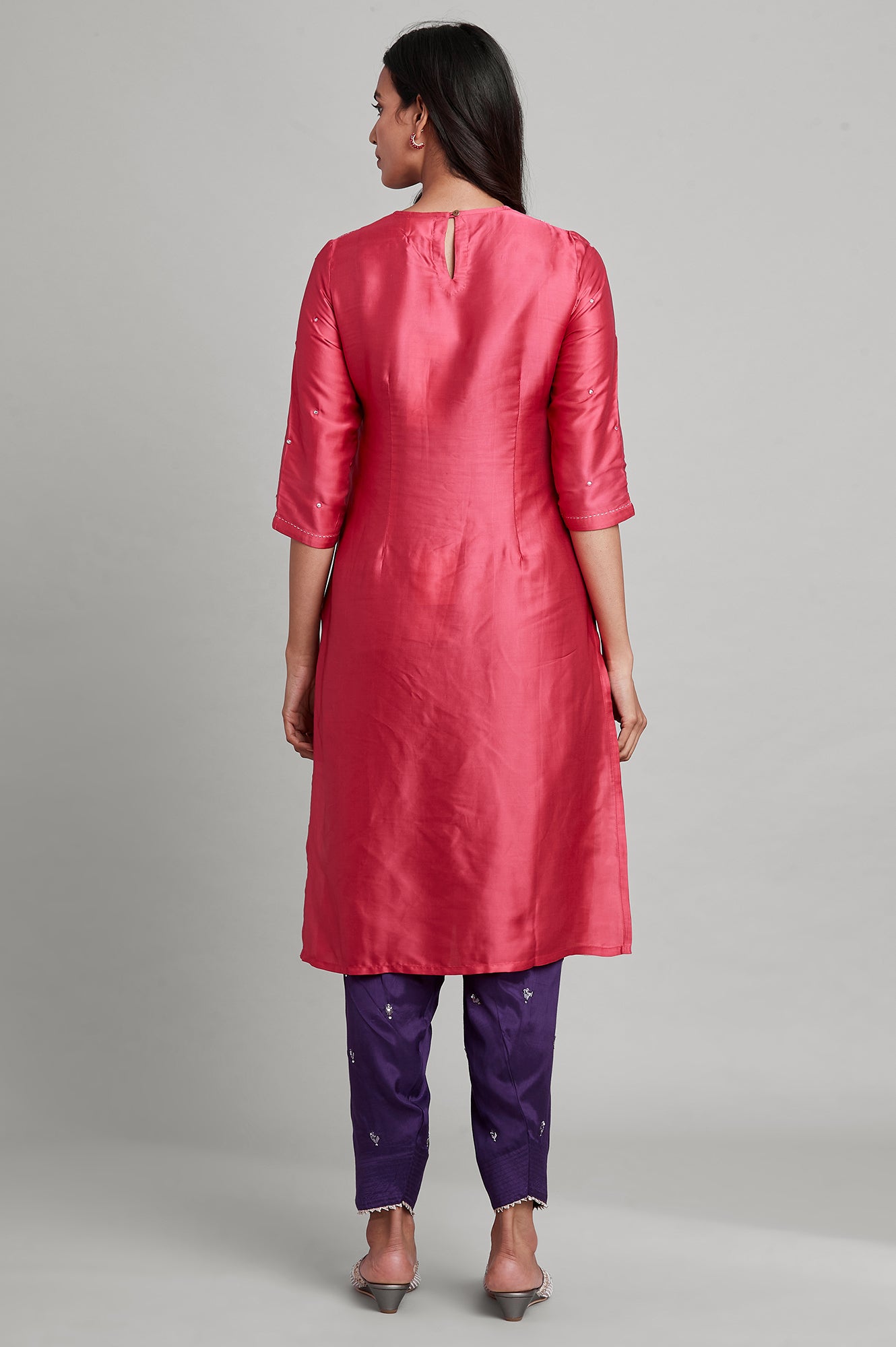 Pink Modal Satin kurta