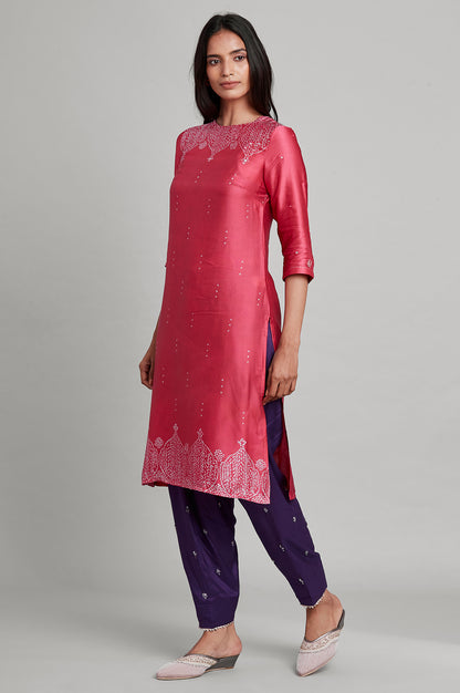 Pink Modal Satin kurta