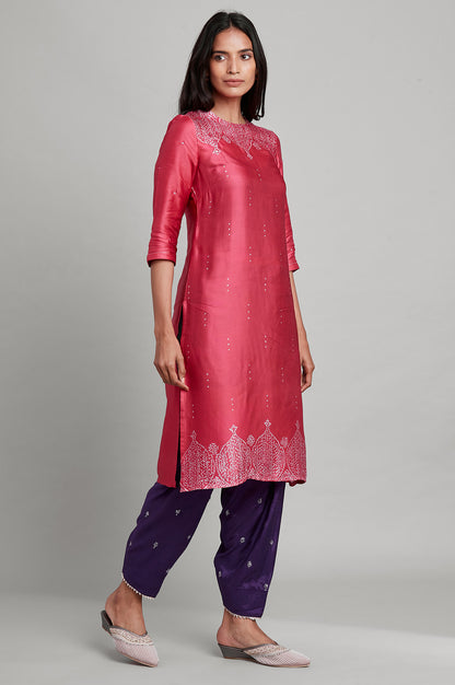 Pink Modal Satin kurta