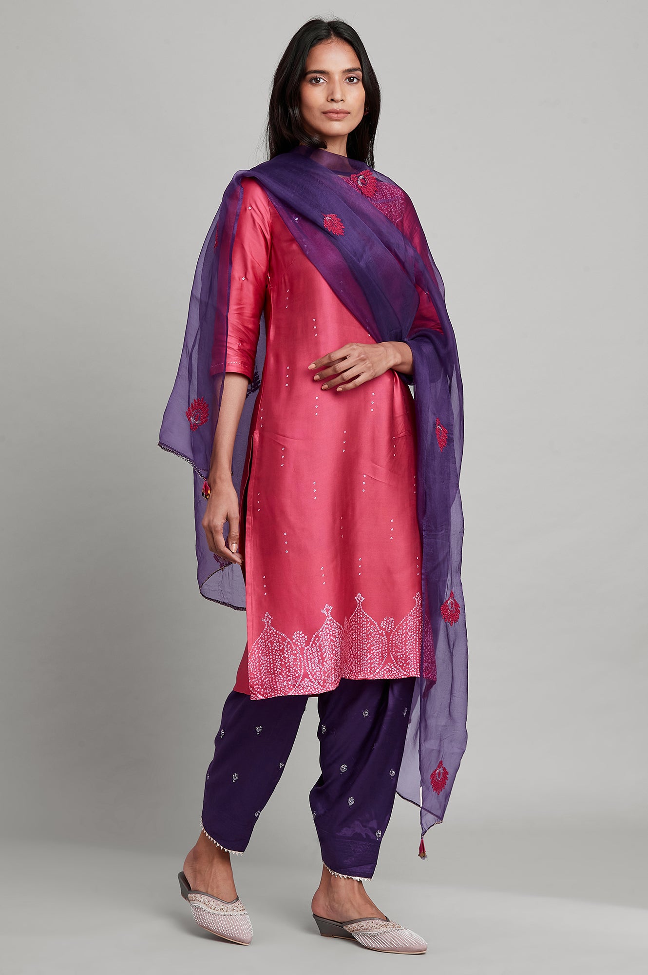 Pink Modal Satin kurta