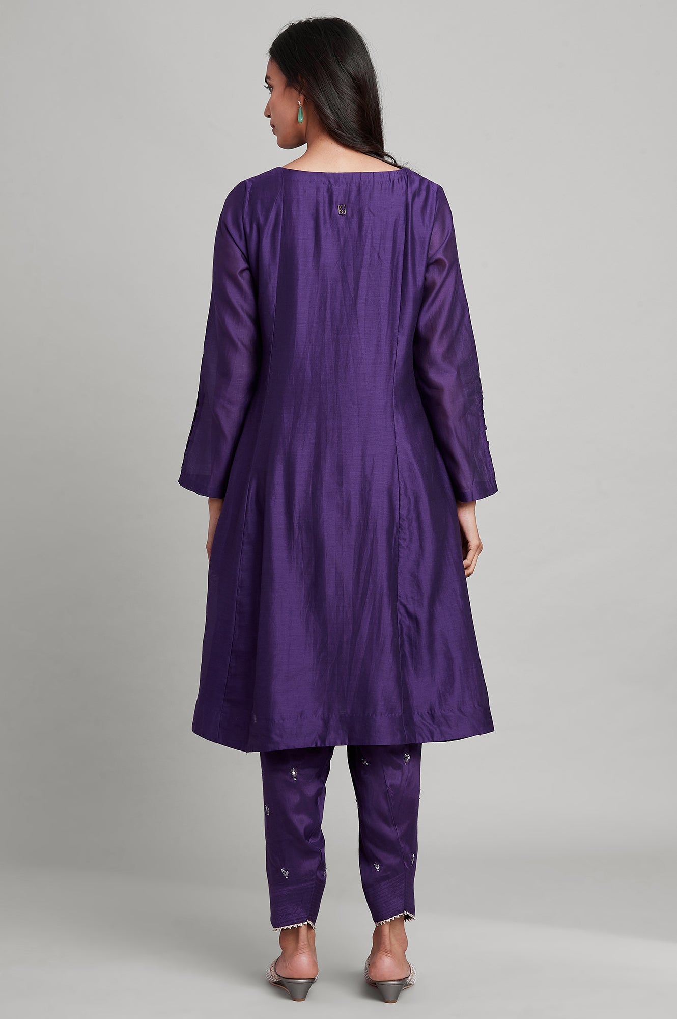 Purple Panelled Silk Chanderi kurta