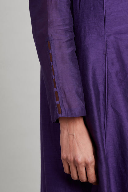 Purple Panelled Silk Chanderi kurta