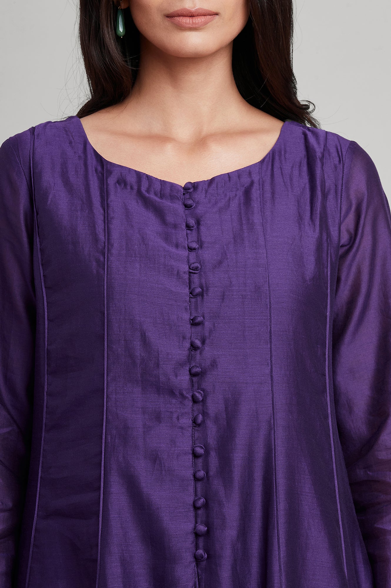 Purple Panelled Silk Chanderi kurta