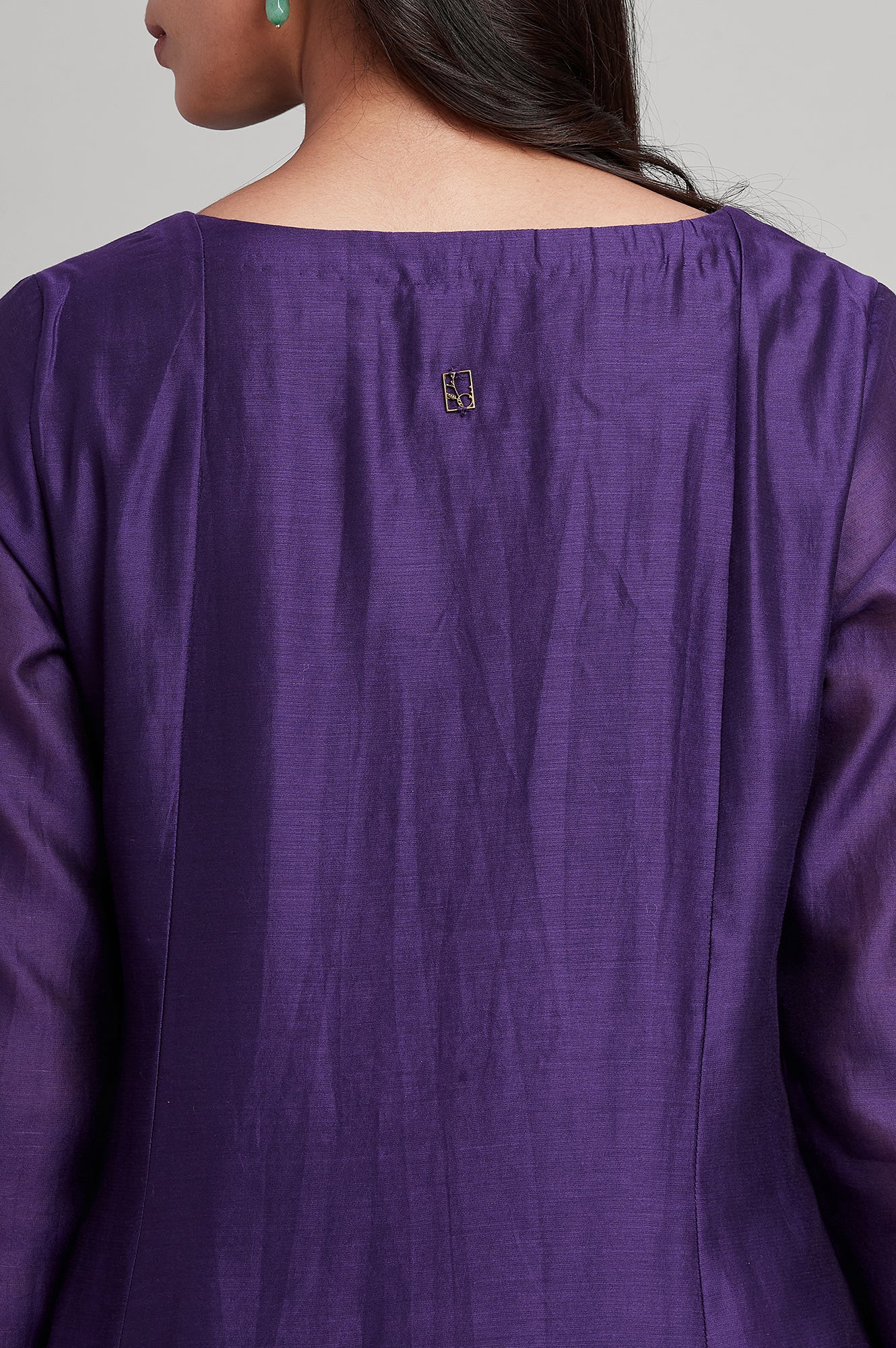 Purple Panelled Silk Chanderi kurta